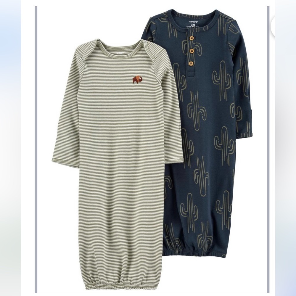 NWOT Carter’s 2 Pack Sleeper Gowns/Sleep Sacks - Preemie Size